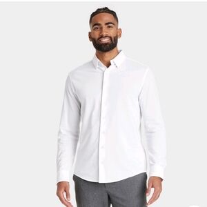 Men's Long Sleeve Button-Down Casual Shirt - Goodfellow & Co - True White - M